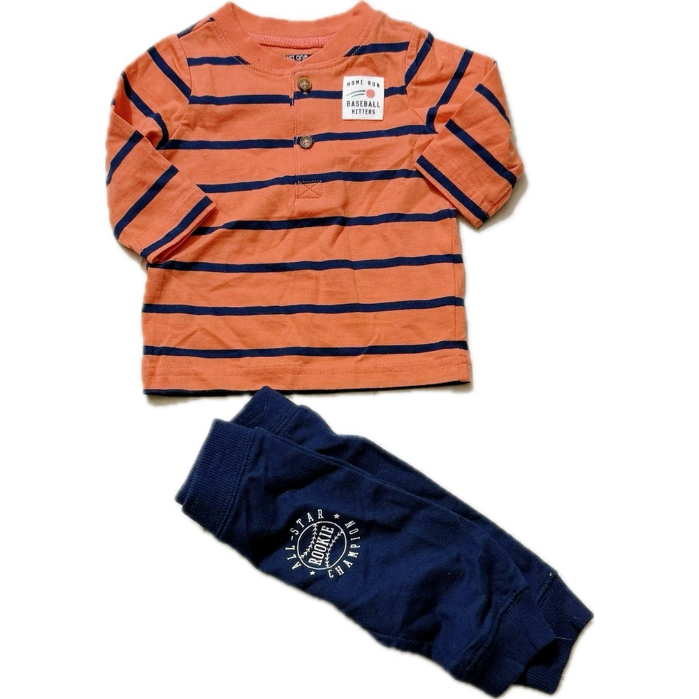 Carter's Striped Coral and Navy Set